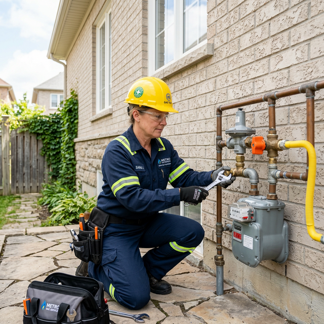 Técnico instalador de gas trabajando